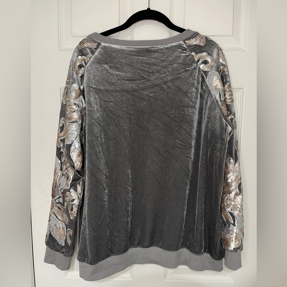 Soft Surroundings Glistening Sequin & Velour Jersey Knit Lined Sweatshirt Sz XL - Picture 6 of 9